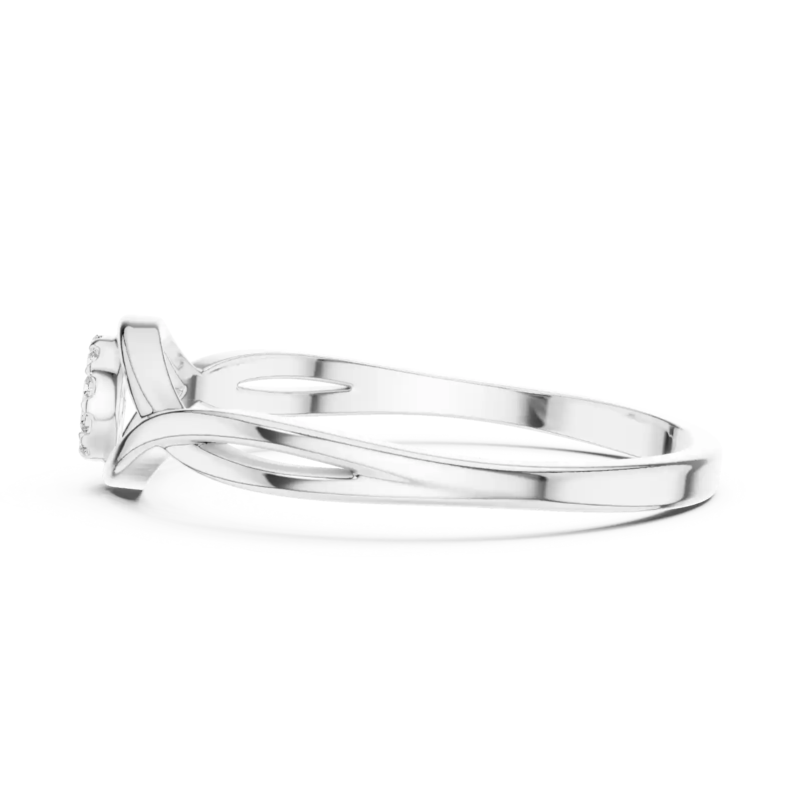 Oculus 0.085ct Round Cut Lab Grown Diamond Marquise Halo Ring in 18K White Gold hover