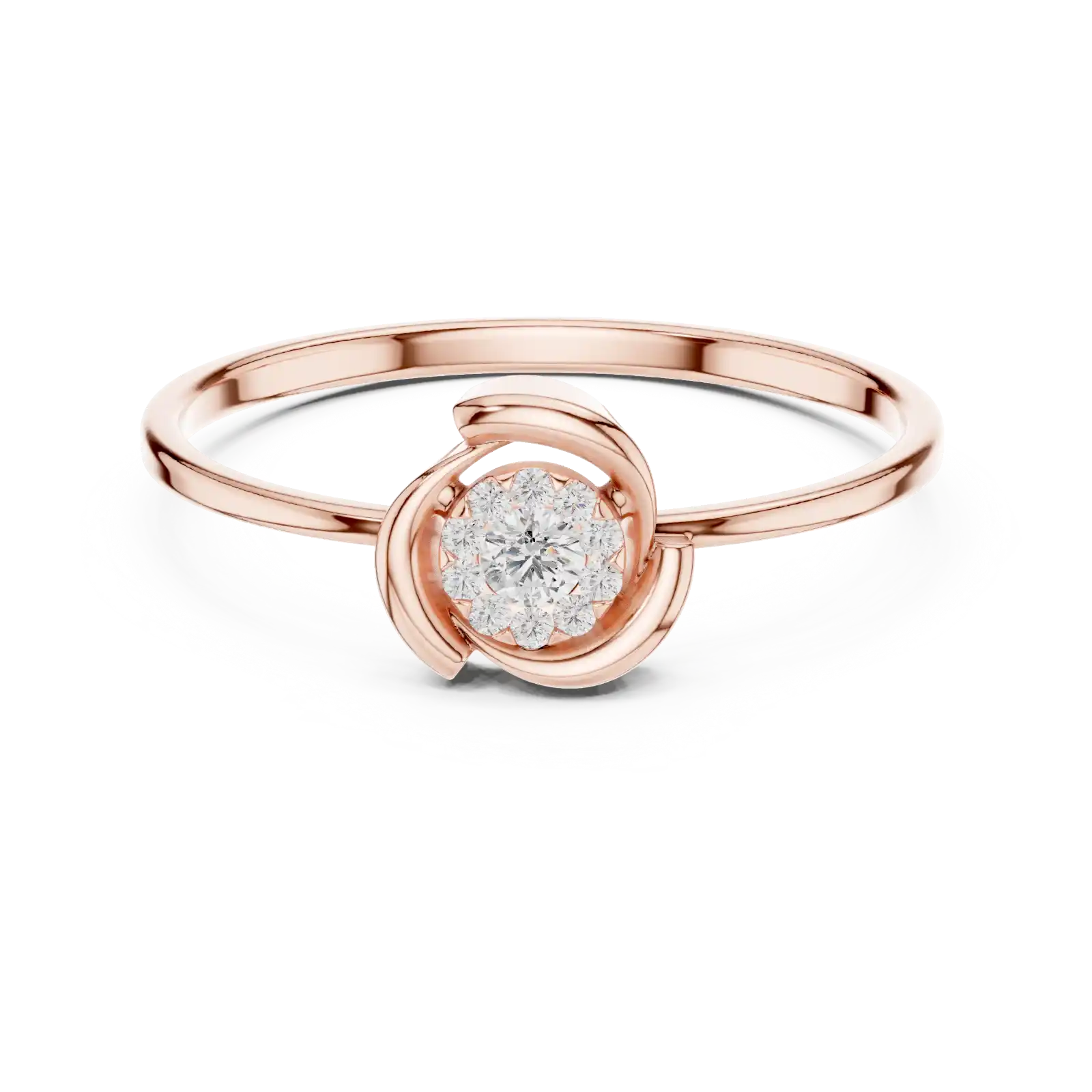 Circa 0.085ct Round Cut Lab Grown Diamond Halo Cluster Ring in 10K Rose Gold