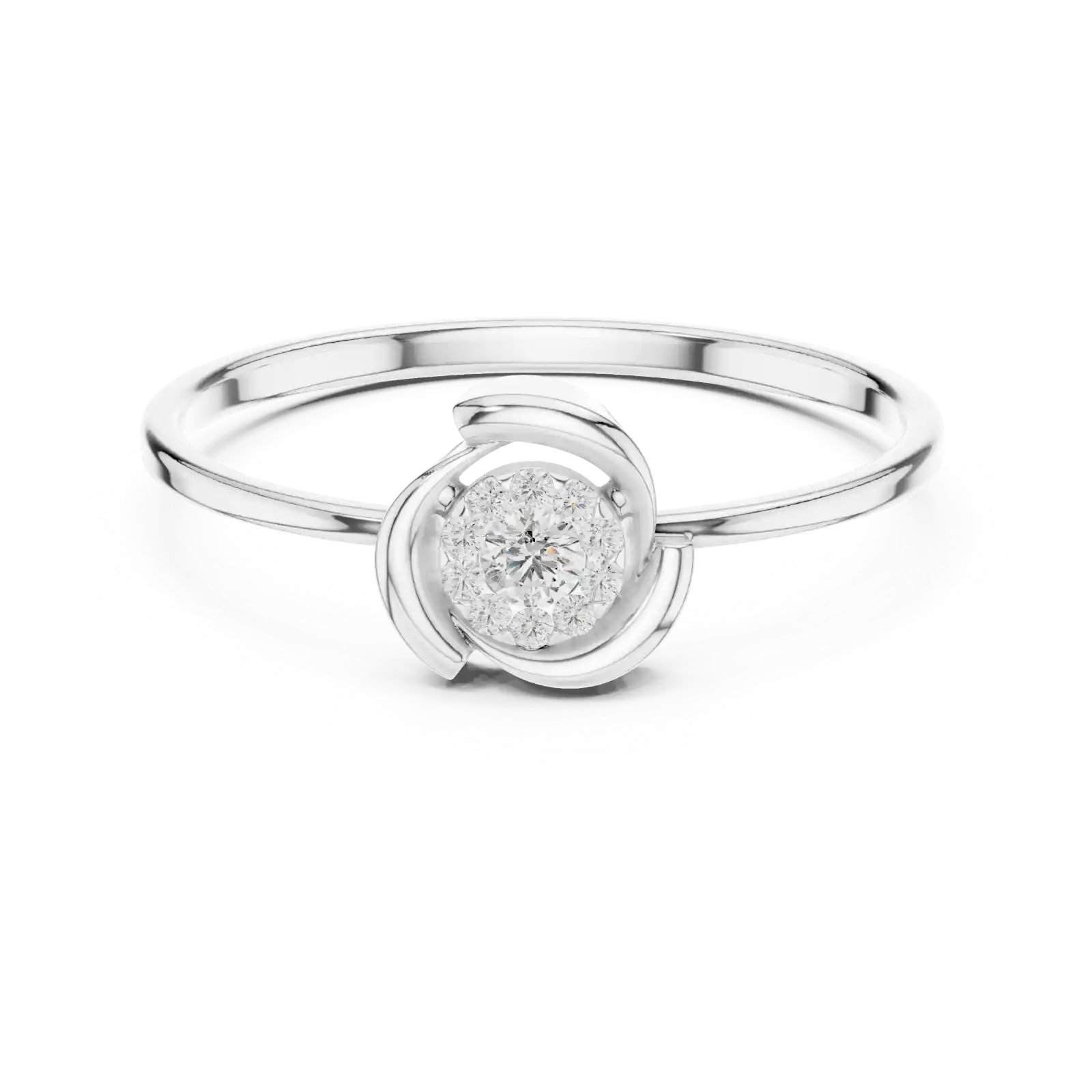 Circa 0.085ct Round Cut Lab Grown Diamond Halo Cluster Ring in 14k White Gold