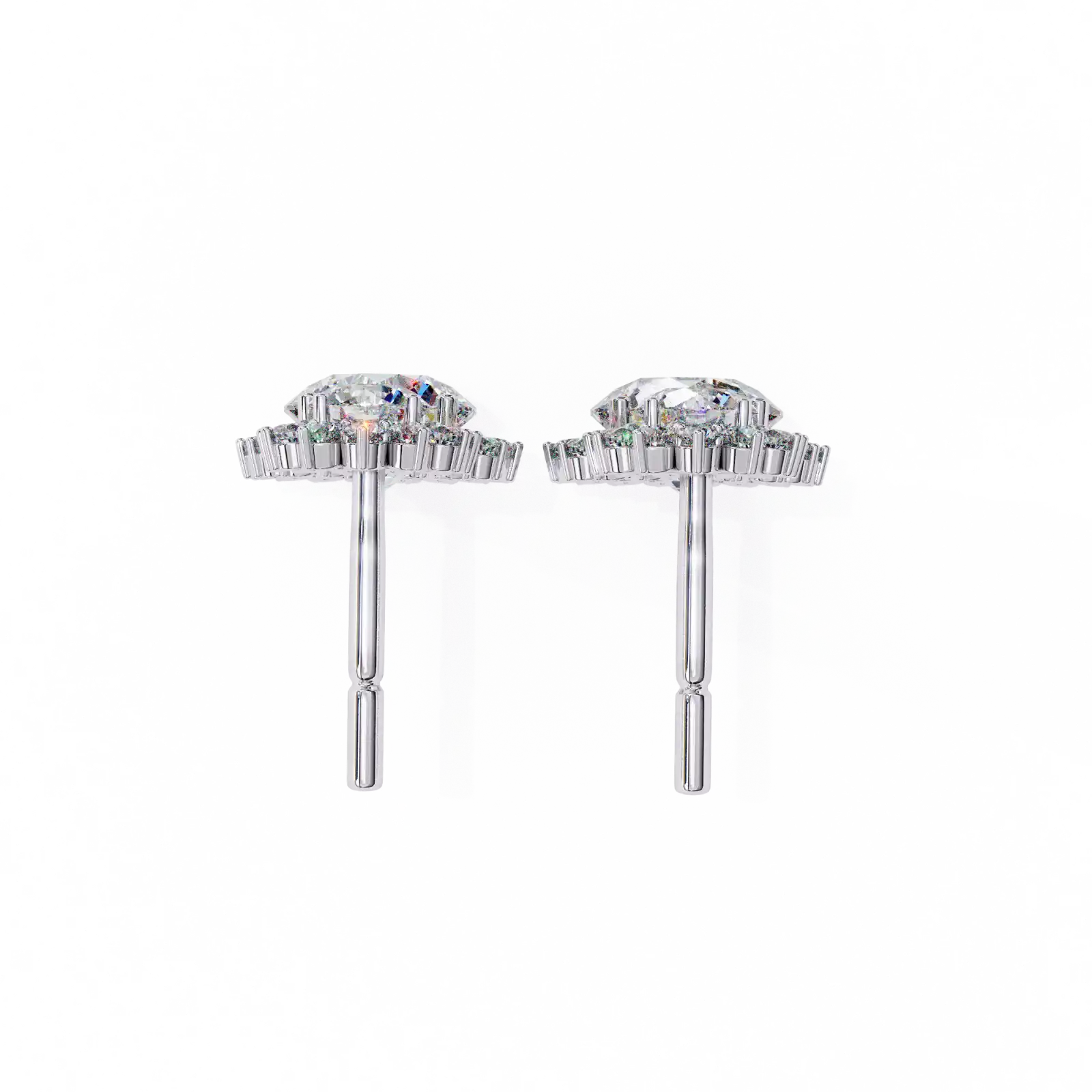 Quilla 1.49ctw Round Cut Lab Grown Diamond Halo Drop Earrings in 18K White Gold hover