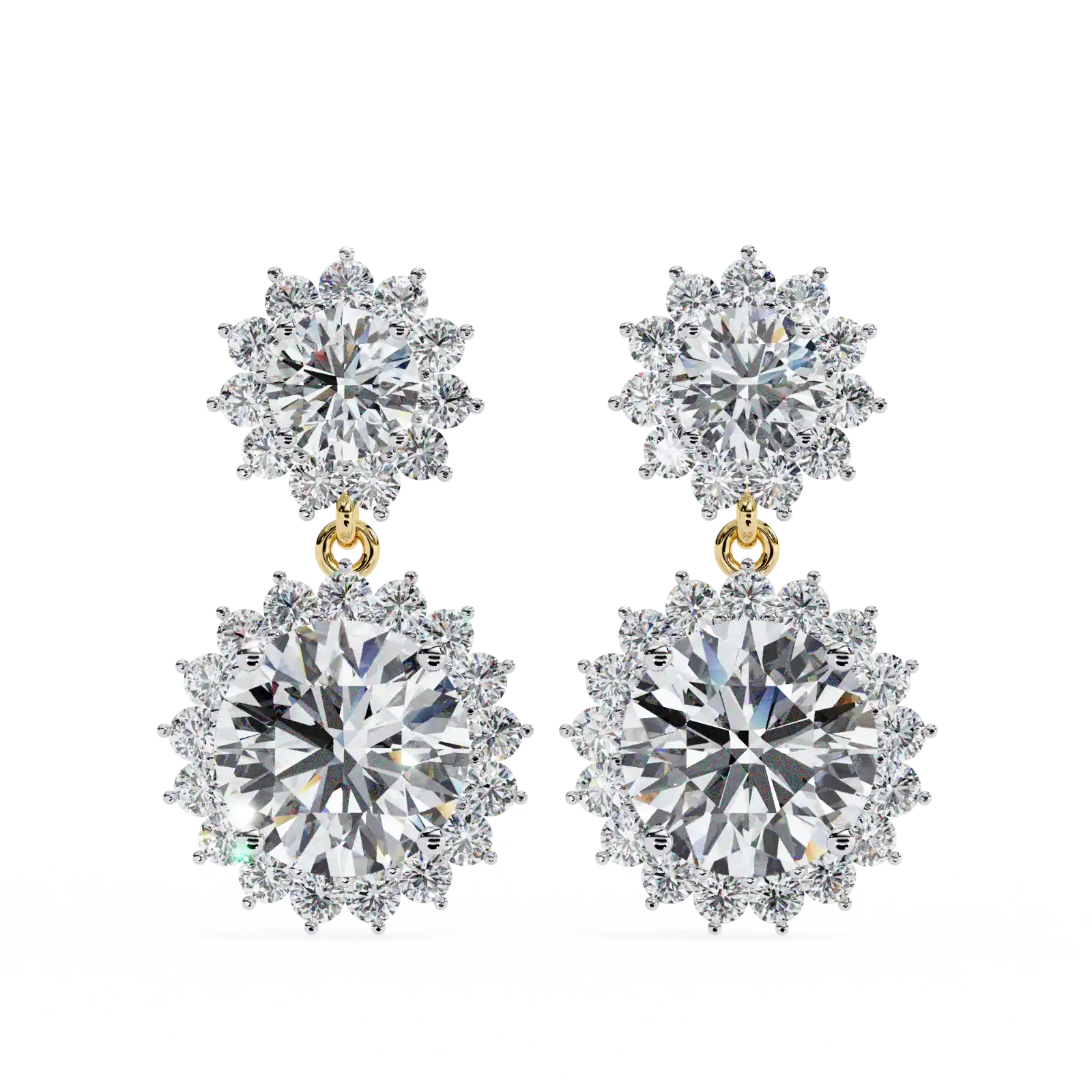 Quilla 1.49ctw Round Cut Lab Grown Diamond Halo Drop Earrings in 14k Yellow Gold