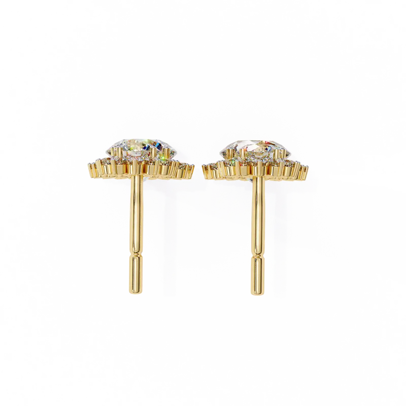 Quilla 1.49ctw Round Cut Lab Grown Diamond Halo Drop Earrings in 14k Yellow Gold hover