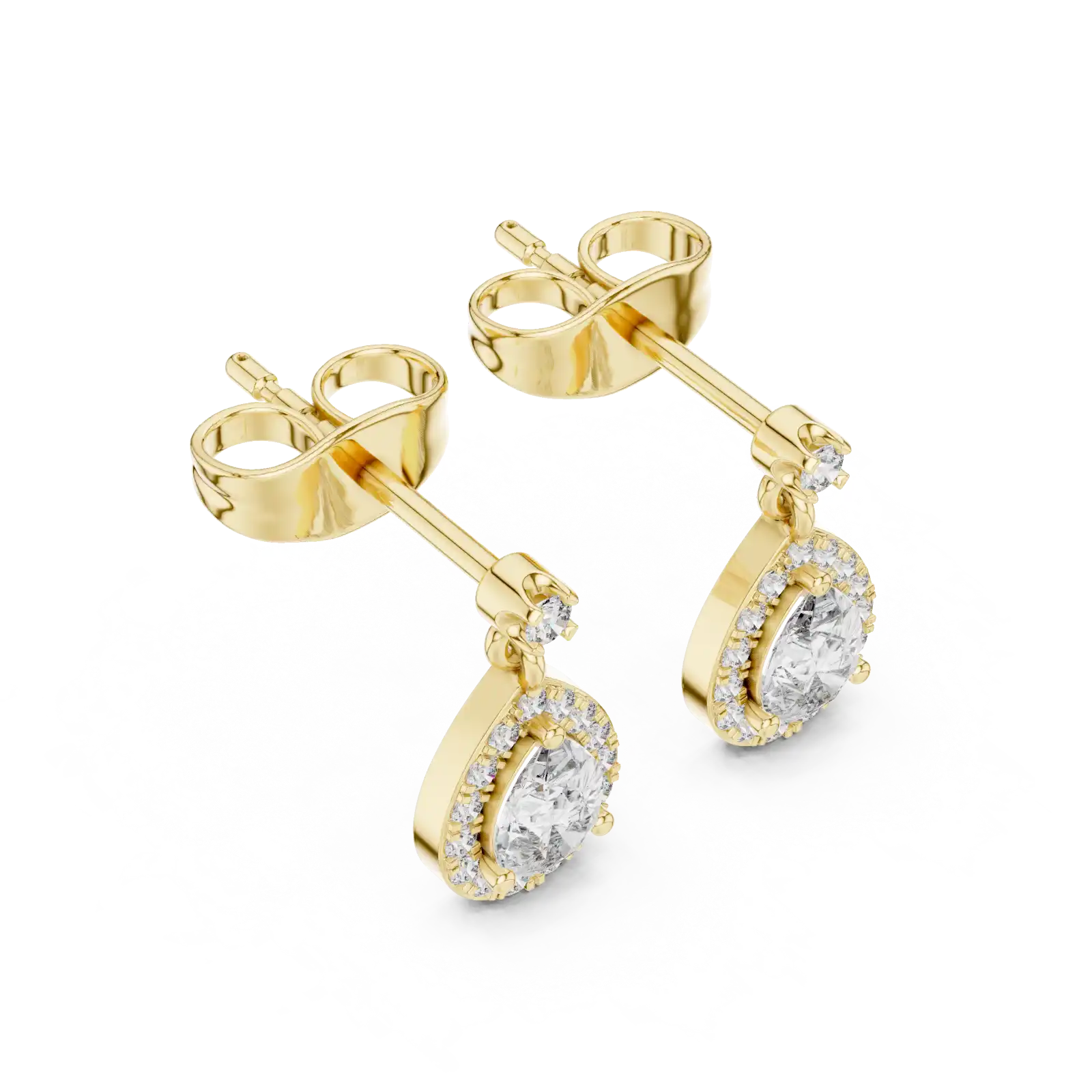 Delyth PEAR Cut Gemstone & Lab Grown Diamond Halo Drop Earrings in 14k Yellow Gold hover