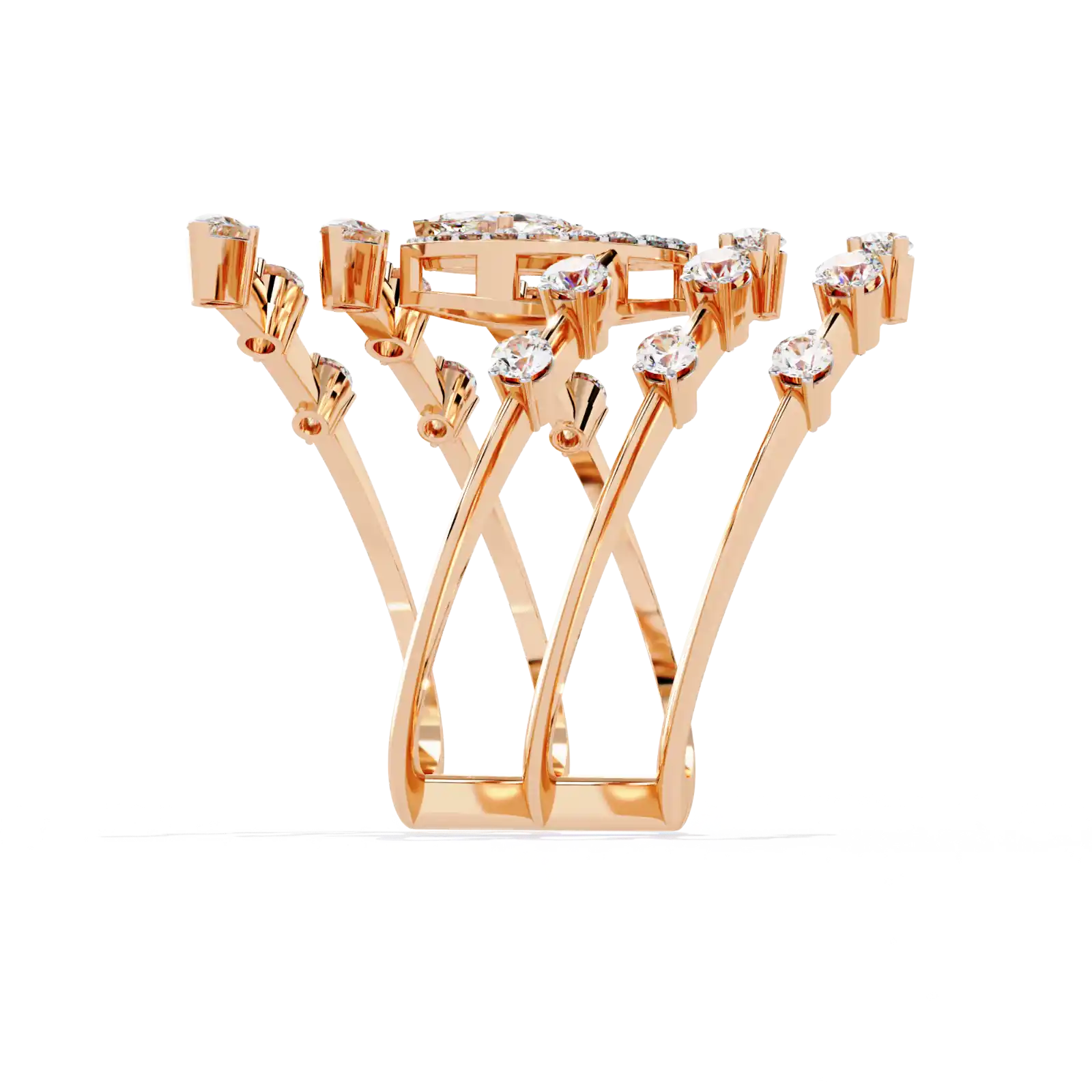 Bramble 0.17ct MARQUISE Cut Lab Grown Diamond Vine Climber Ring in 10K Rose Gold hover