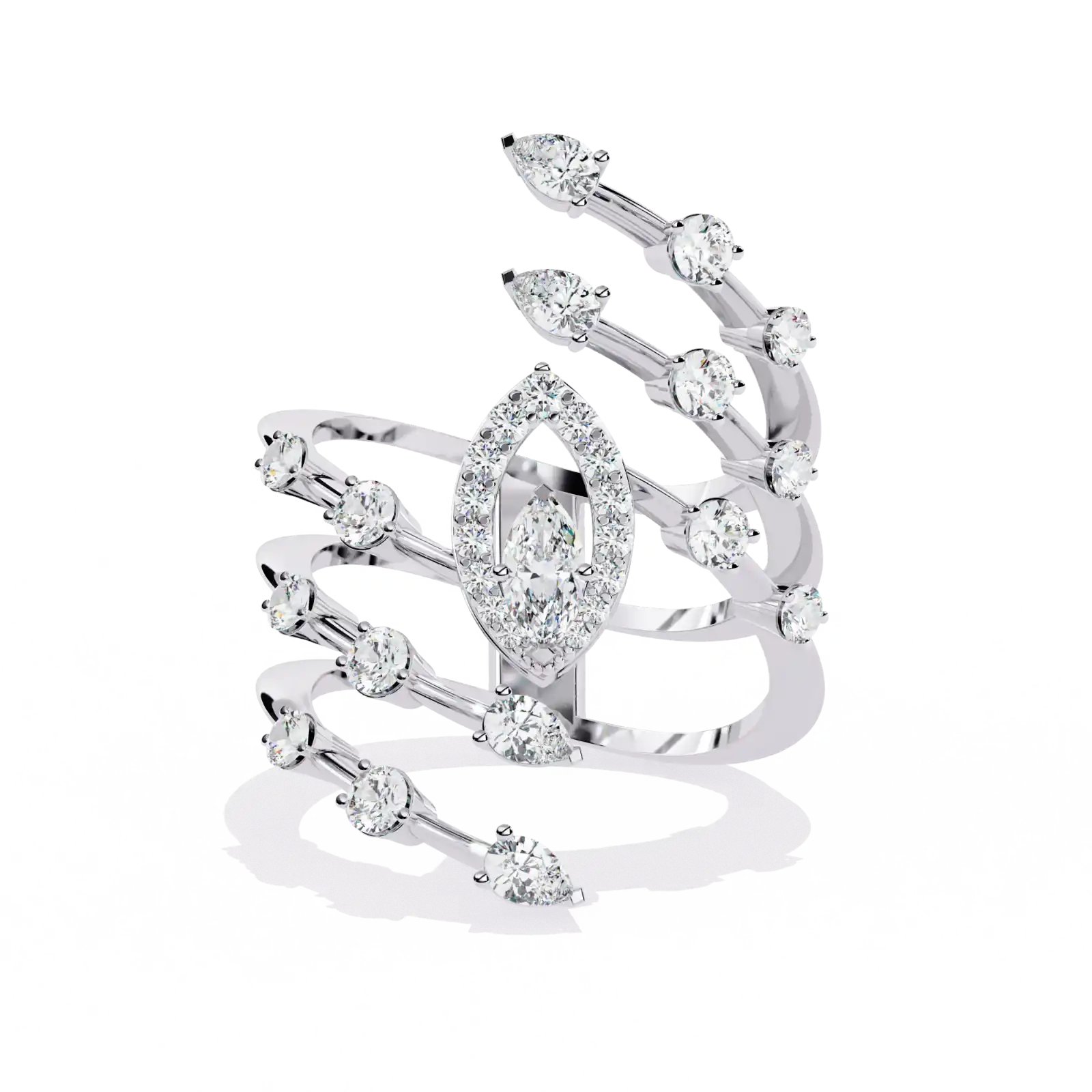 Bramble 0.17ct MARQUISE Cut Lab Grown Diamond Vine Climber Ring in 14k White Gold