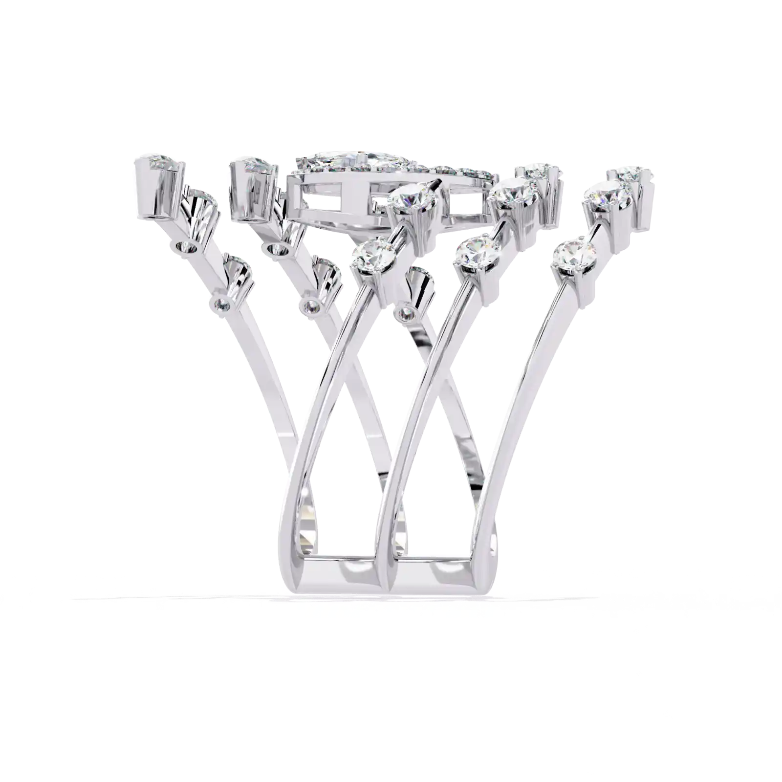 Bramble 0.17ct MARQUISE Cut Lab Grown Diamond Vine Climber Ring in 14k White Gold hover