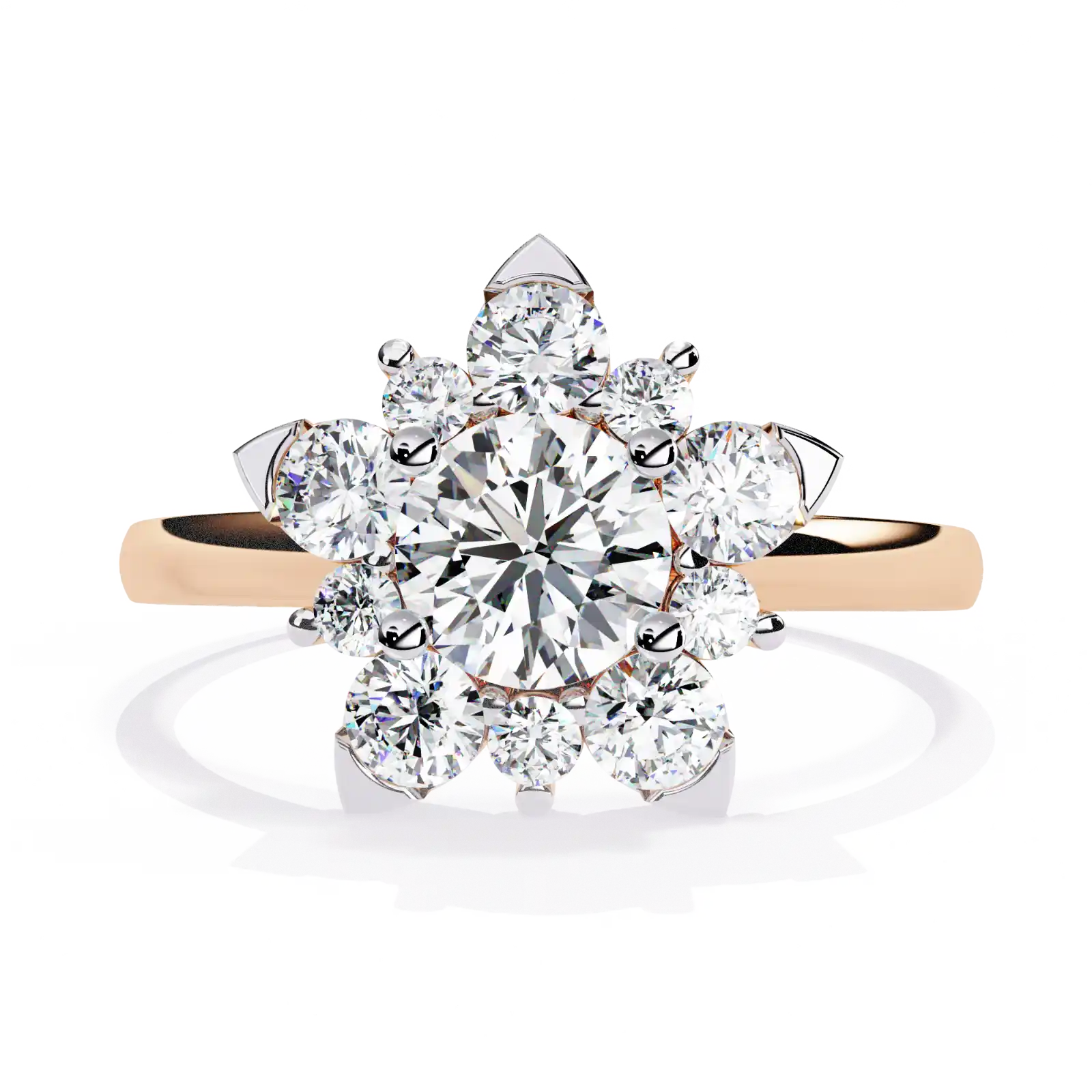 Daisy 0.5ct Round Cut Lab Grown Diamond Flower Cluster Ring in 10K Rose Gold