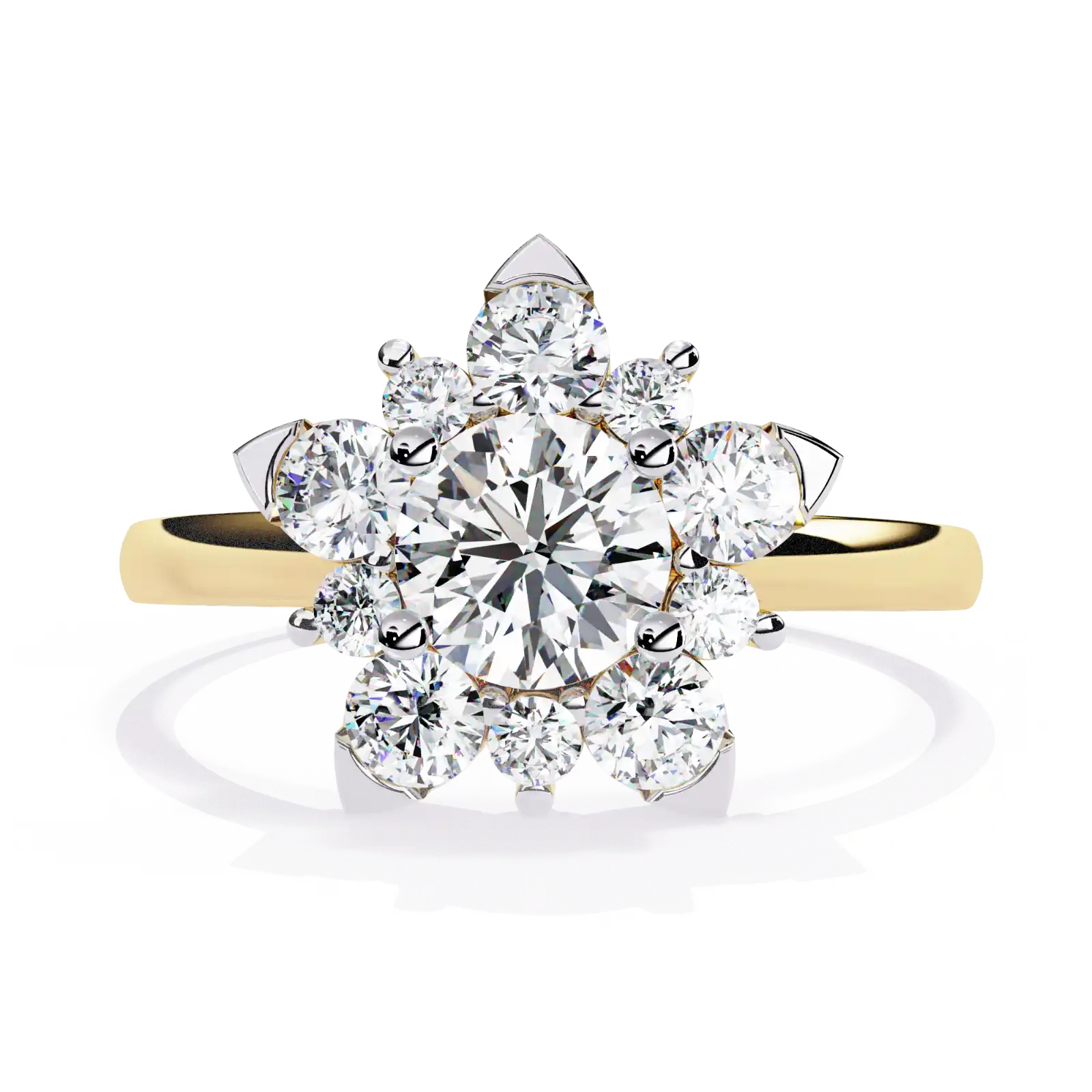 Daisy 0.5ct Round Cut Lab Grown Diamond Flower Cluster Ring in 10K Yellow Gold