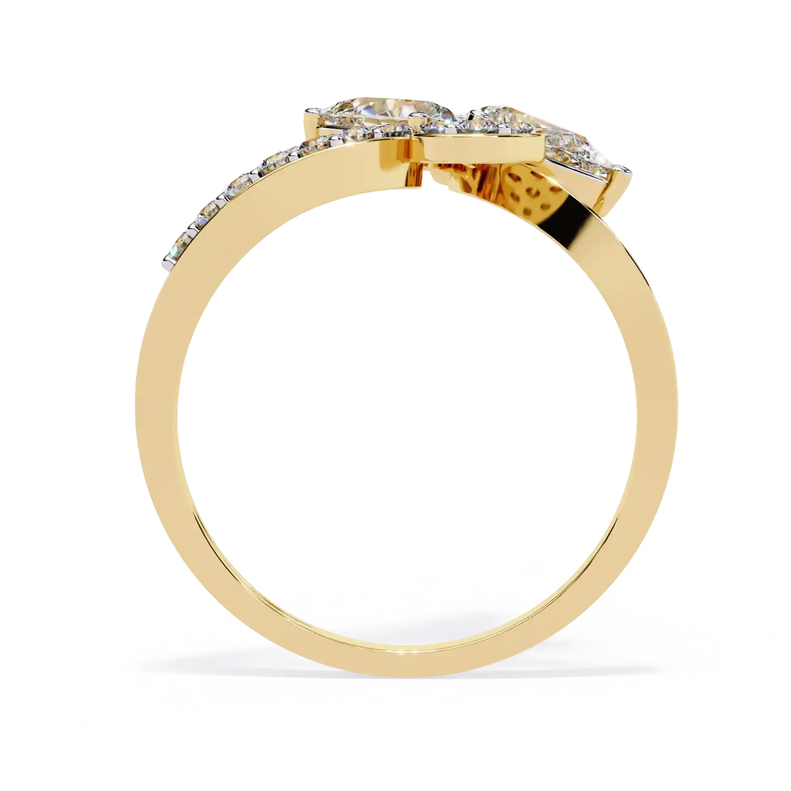 Iris 1.199ct Pear Cut Lab Grown Diamond Floral Ring in 10K Yellow Gold hover